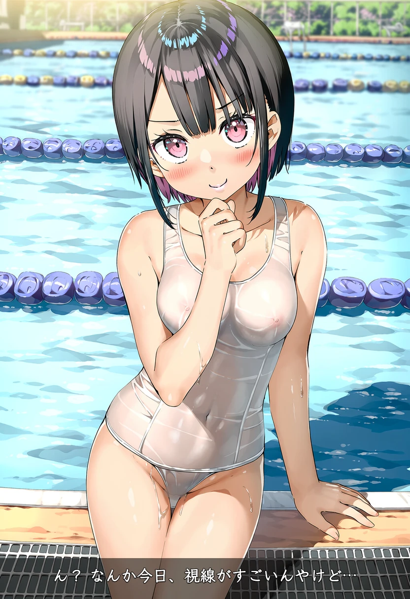 松井ひなこは水着が透けていることに気づかない