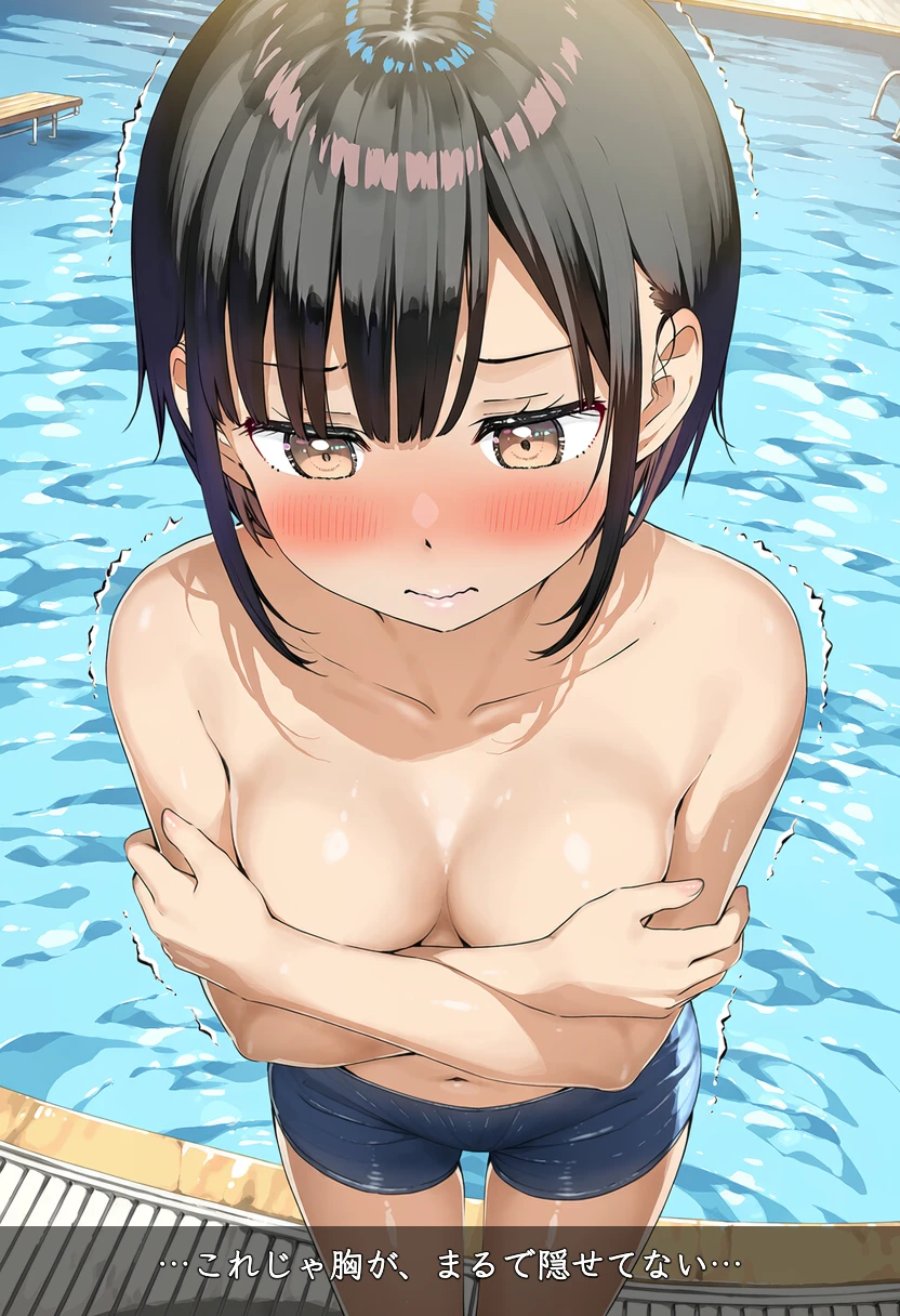 松井ひなこは男の子水着でプールに登場