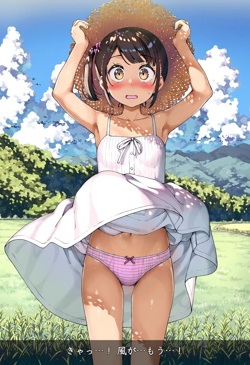 深星まどかは草原でパンチラ